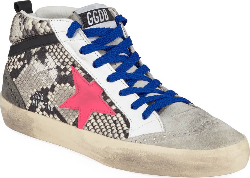 Golden Goose Deluxe Brand Superstar Desert Snake-Print High-Top Sneakers