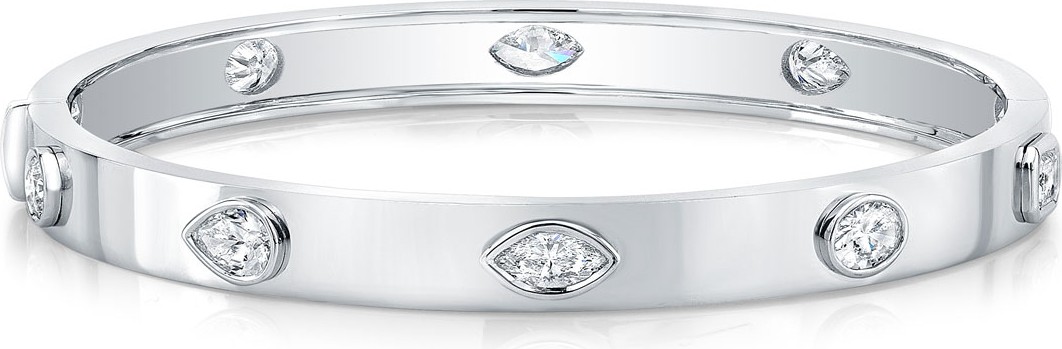 Norman Silverman 18k White Gold Fancy Diamond Bangle
