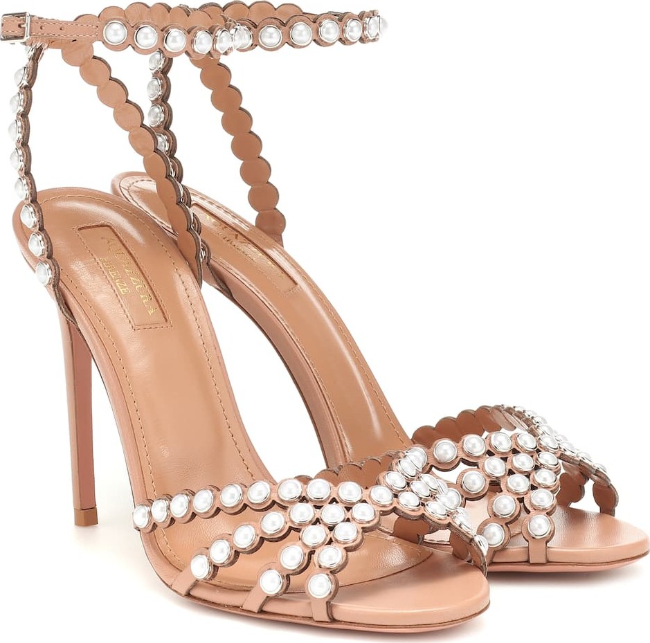 Aquazzura Pearl 105 leather sandals