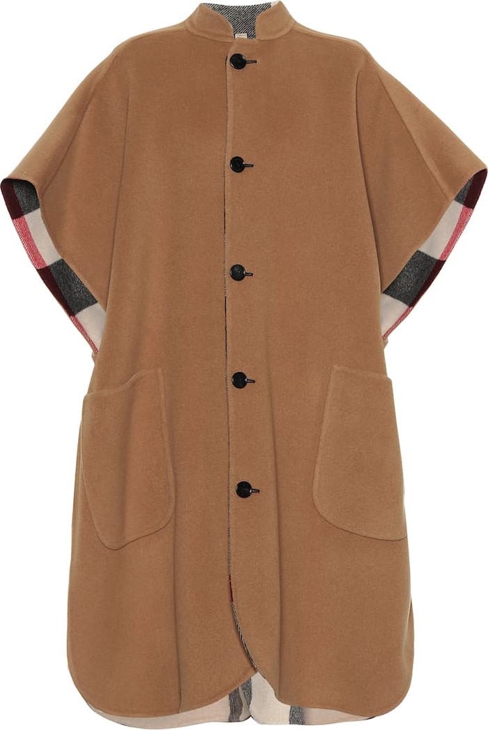 Burberry London England Reversible check wool-blend cape