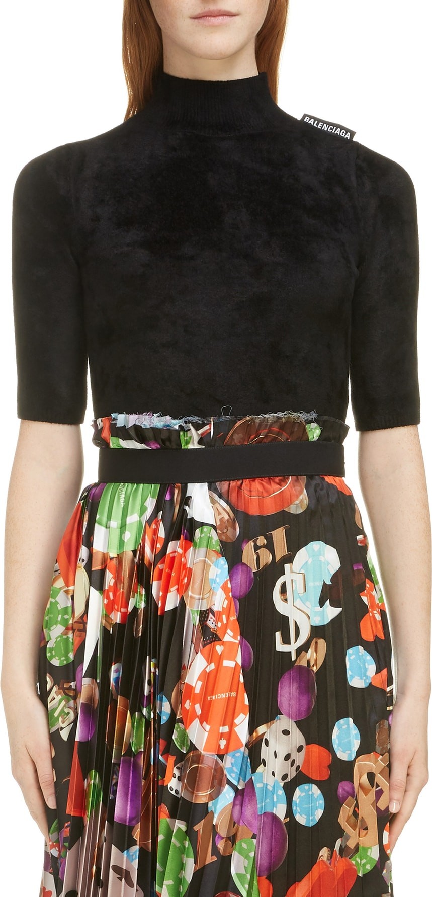 Balenciaga Velvet Mock Neck Sweater