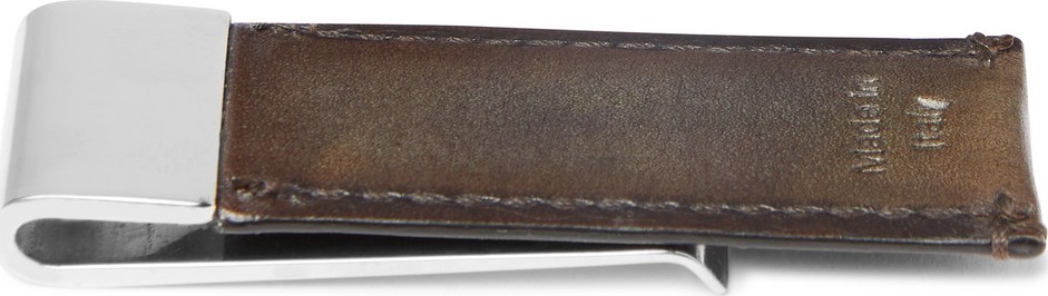 Berluti Leather and Silver-Tone Money Clip