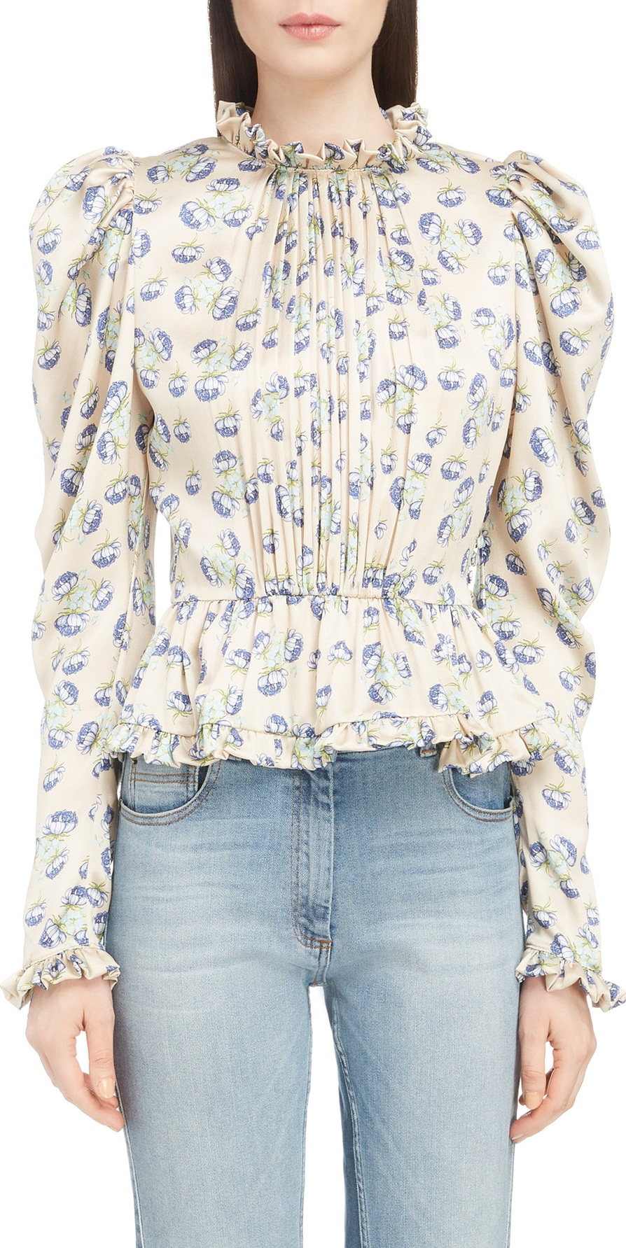 Magda Butrym Ruffled Peplum Hem Silk Blouse