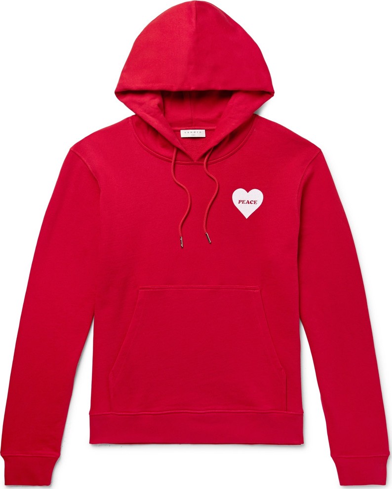 Sandro Flocked Loopback Cotton-Jersey Hoodie