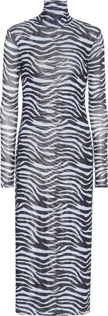 Staud Brae zebra-striped midi dress