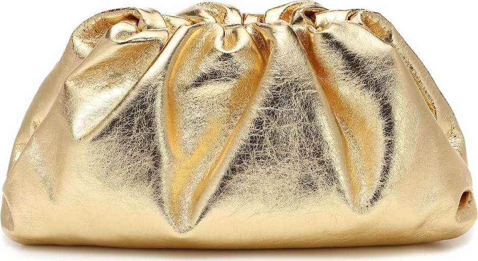 Bottega Veneta The Pouch metallic leather clutch