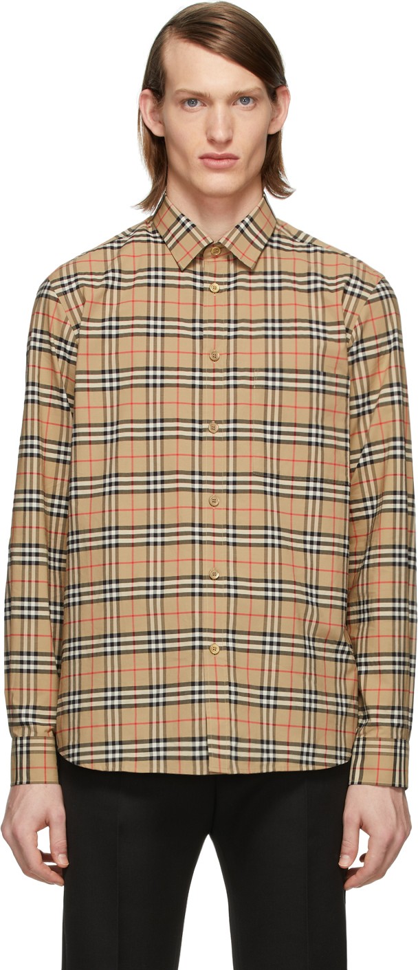 Burberry London England Beige Check George Shirt