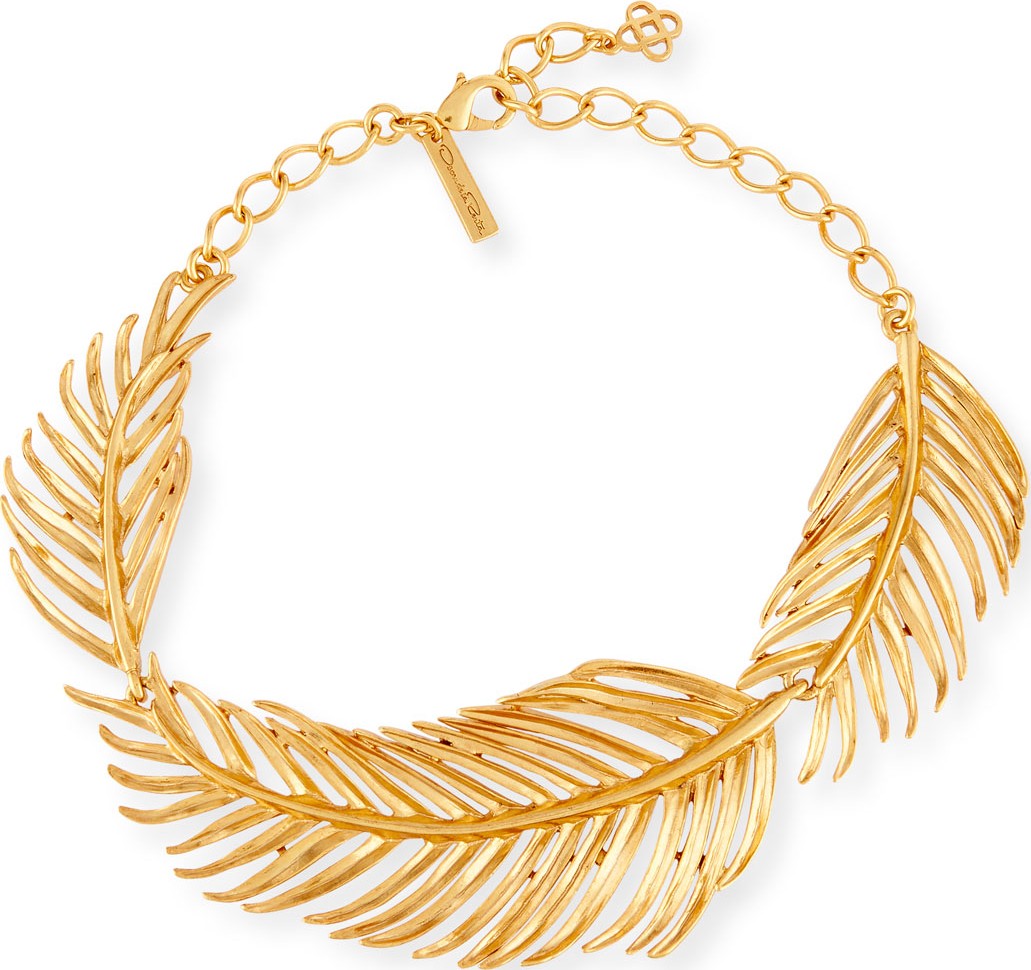 Oscar De La Renta Palm Leaf Collar Necklace