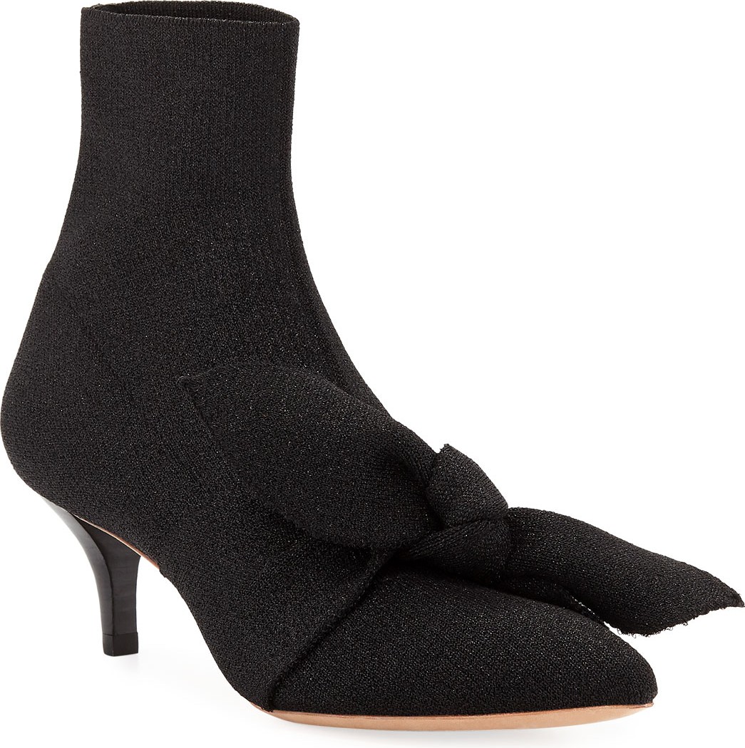Loeffler Randall Kassidy Stretch Kitten-Heel Booties with Bow