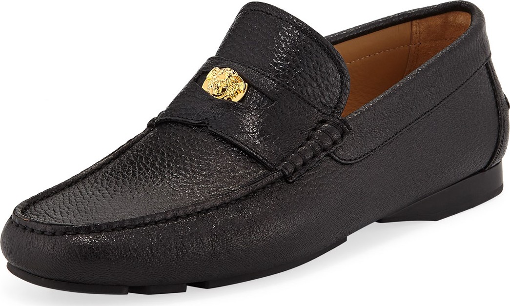 Versace Men's Signature Medusa Textured Leather Loafer