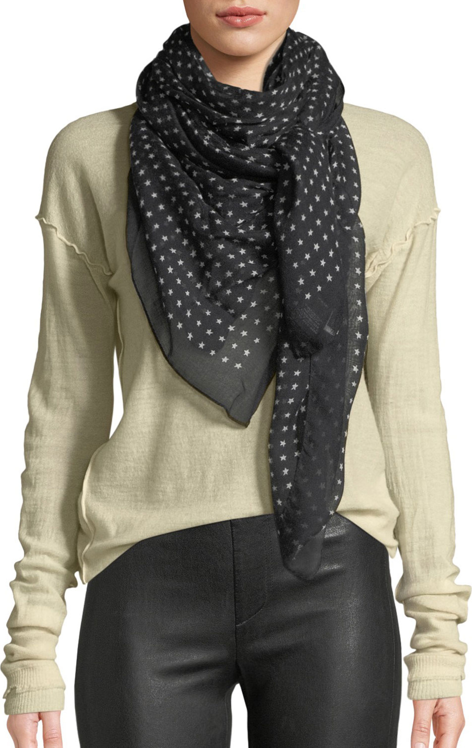 Saint Laurent Cashmere-Silk Star Scarf