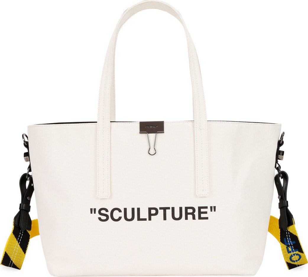 Off White Canvas Sculpture Shopper Tote Bag