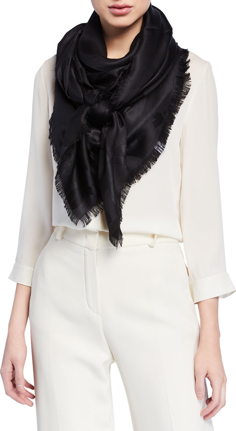 Salvatore Ferragamo Gancio Silk-Wool Square Scarf