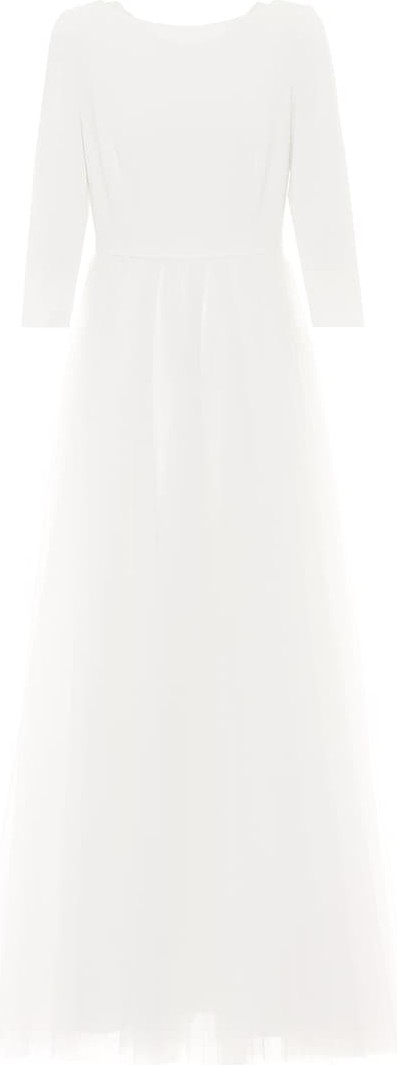 Max Mara Leader tulle-trimmed cady gown
