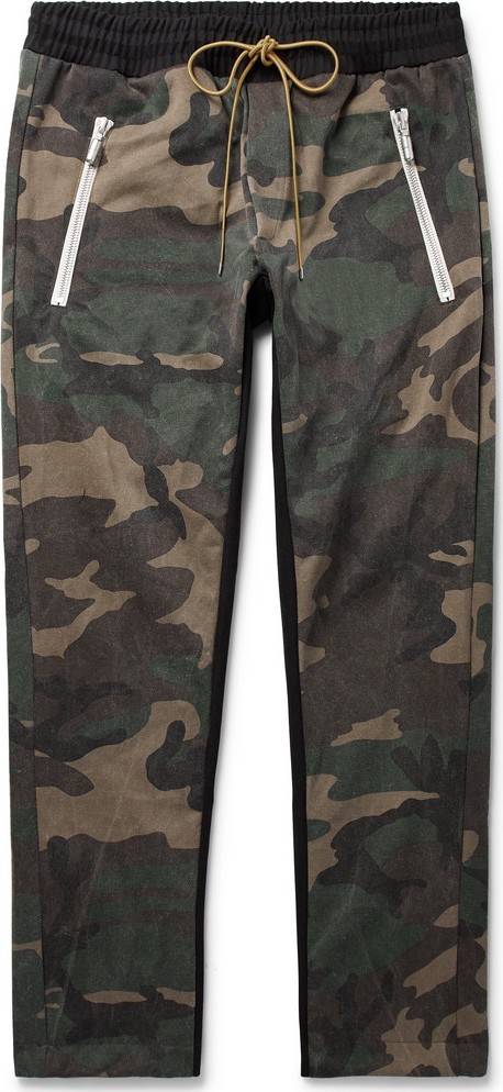 RHUDE Tapered Camouflage-Print Cotton- Jersey Drawstring Trousers