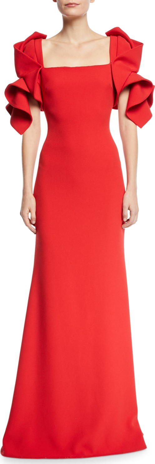 Badgley Mischka Origami Sleeve Gown