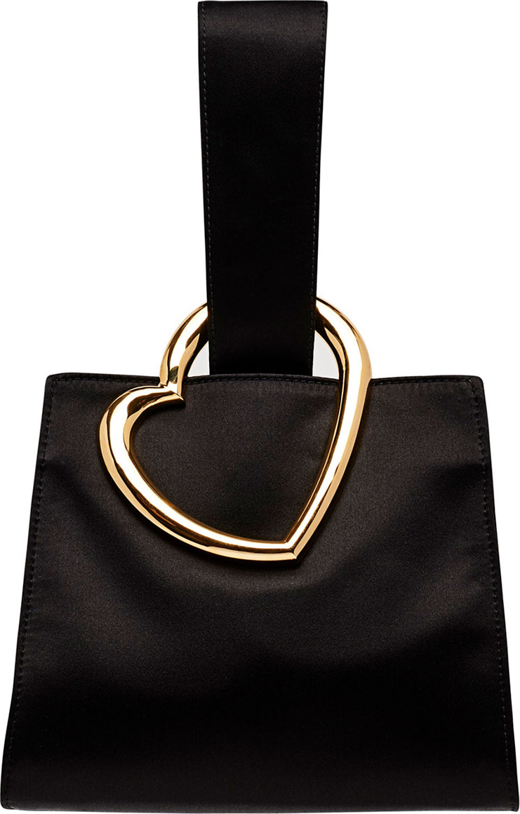 Edie Parker Heart Satin Wristlet Clutch Bag