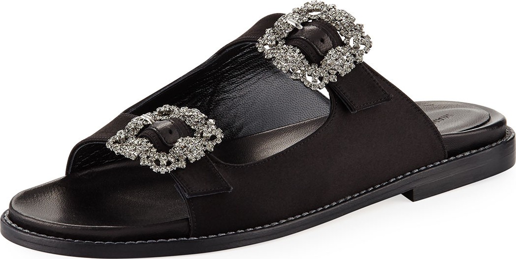 Manolo Blahnik Sturlushangi Satin Slide Sandals