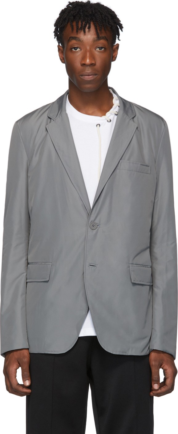 Helmut Lang Grey Satin Padded Blazer