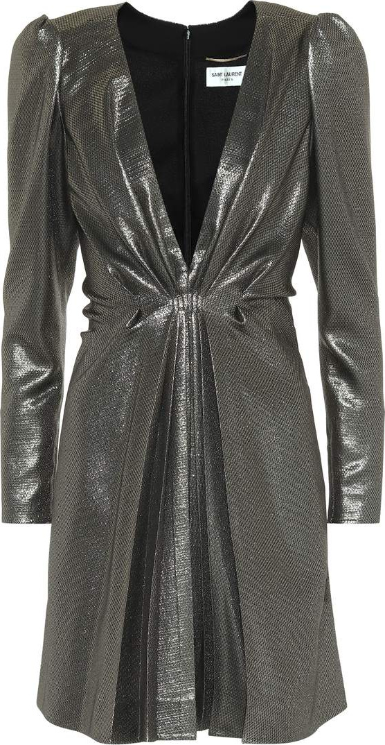 Saint Laurent Silk-blend metallic minidress