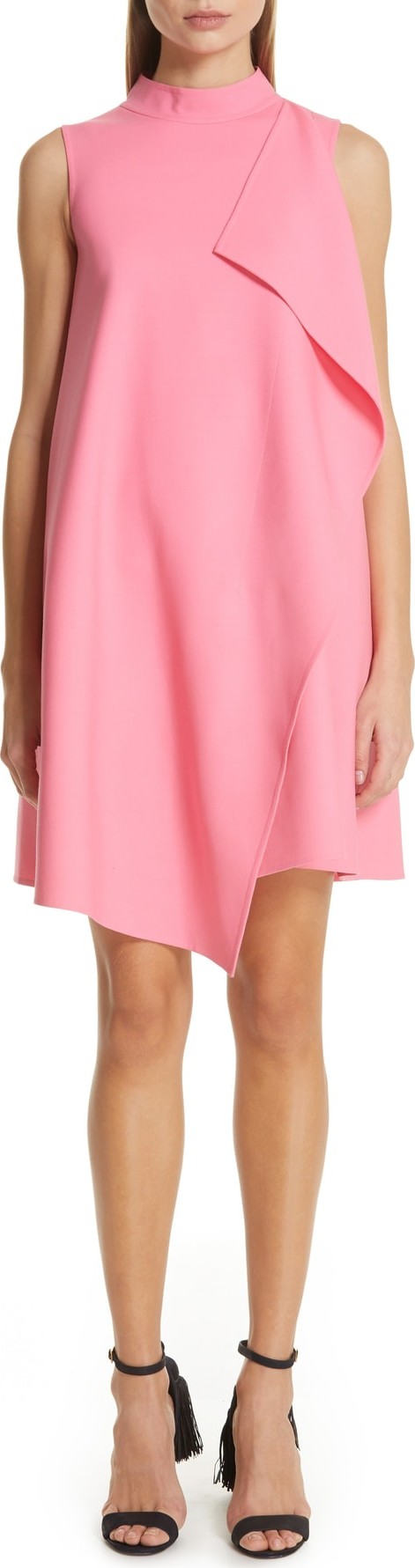Oscar De La Renta Ruffle Double Face Stretch Wool Dress