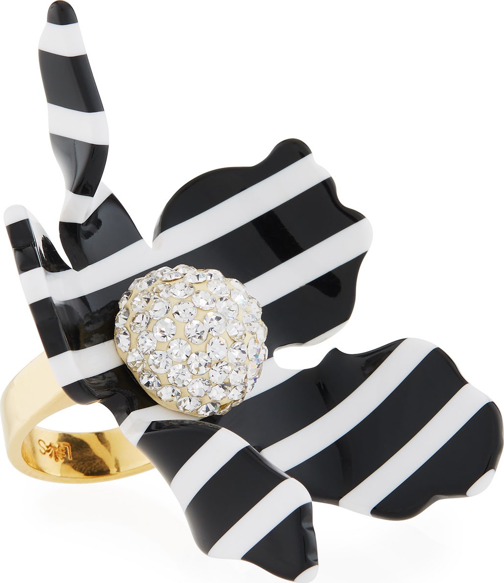 Lele Sadoughi Striped Crystal Lily Statement Ring