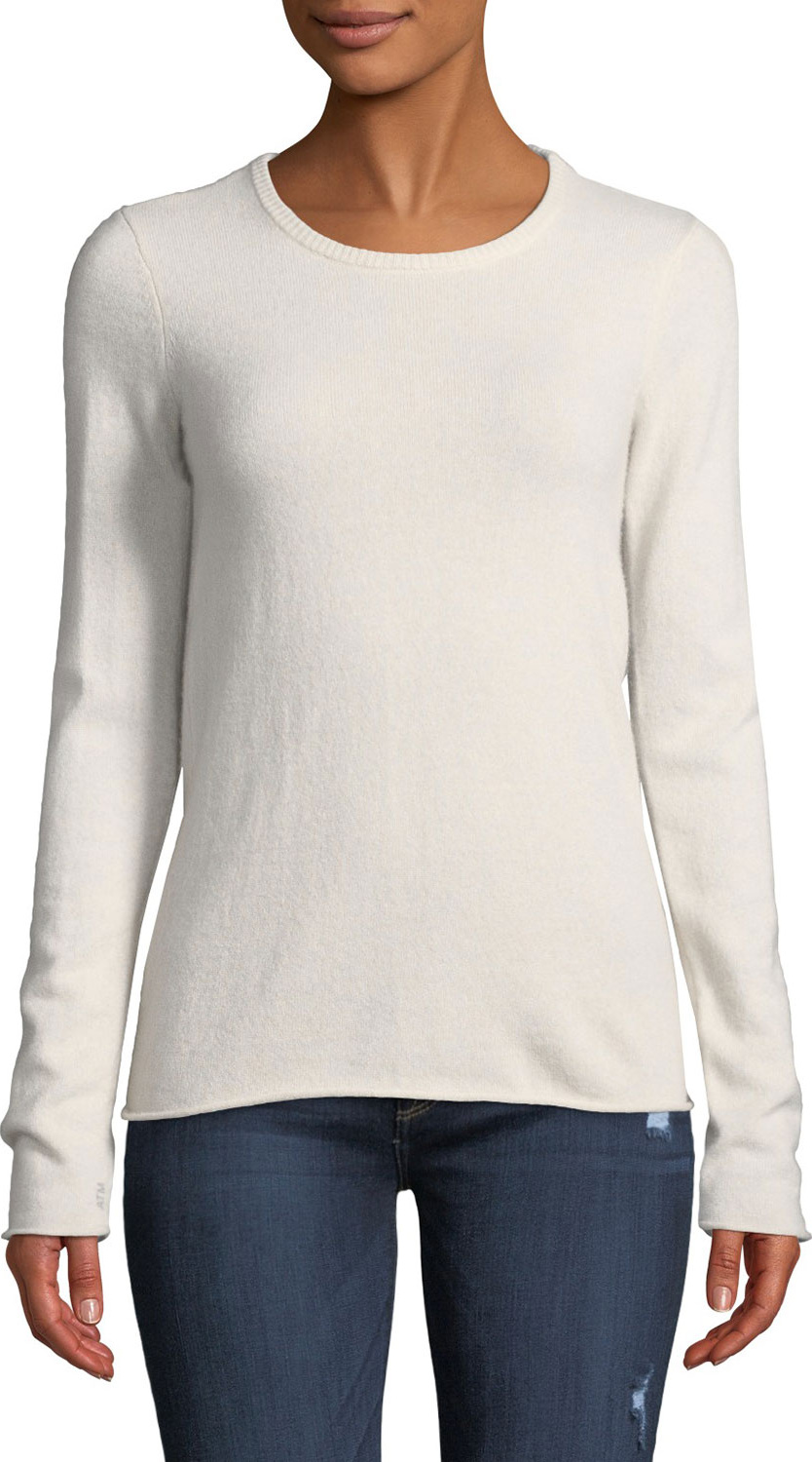 ATM Anthony Thomas Melillo Cashmere Long-Sleeve Crewneck Sweater
