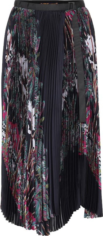 Sacai Printed asymmetric pleated skirt