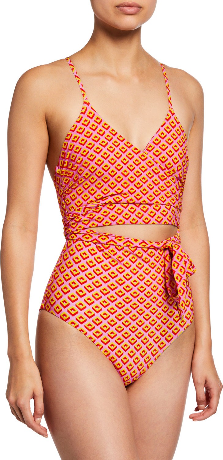 DIANE von FURSTENBERG Von Wrap-Front Cutout One-Piece Swimsuit