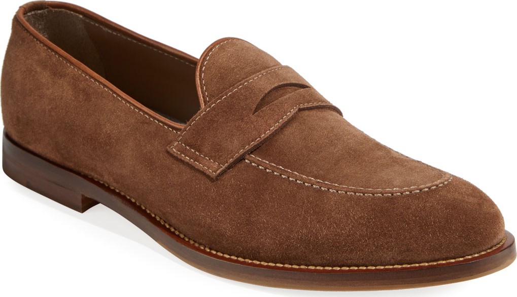 Brunello Cucinelli Men's Suede Penny Loafers