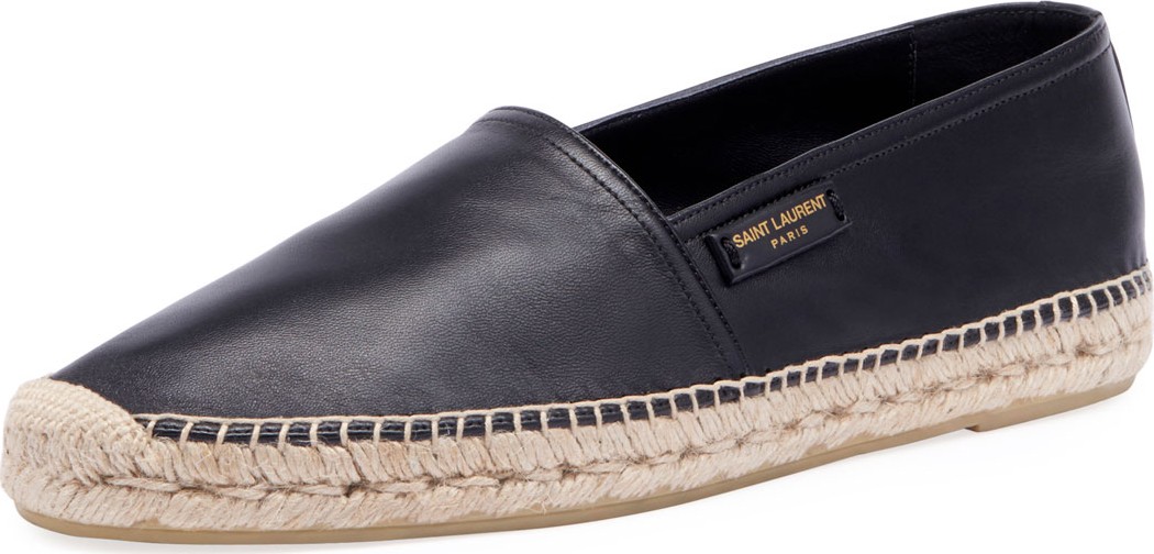 Saint Laurent Men's Leather Slip-On Espadrilles