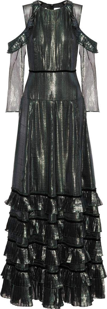 Huishan Zhang Silk-blend lamé gown