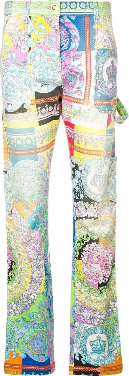 Versace Technicolor Baroque print jeans
