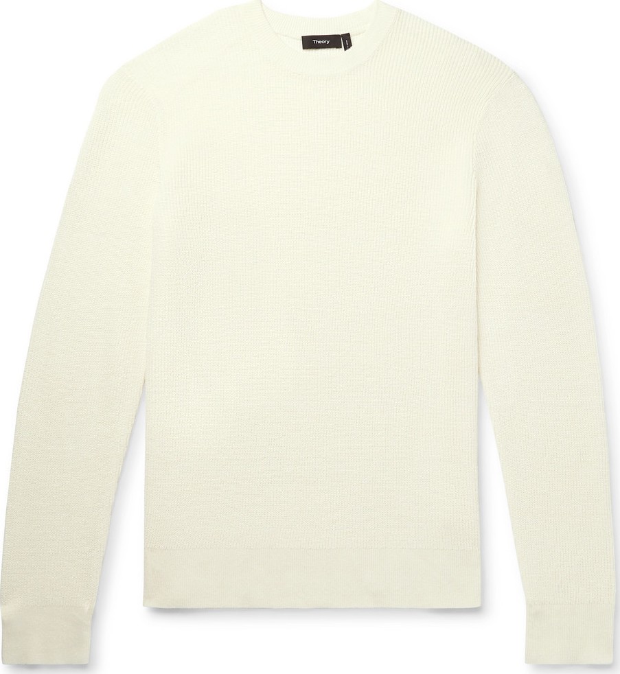 Theory Davies Textured-Knit Linen-Blend Sweater