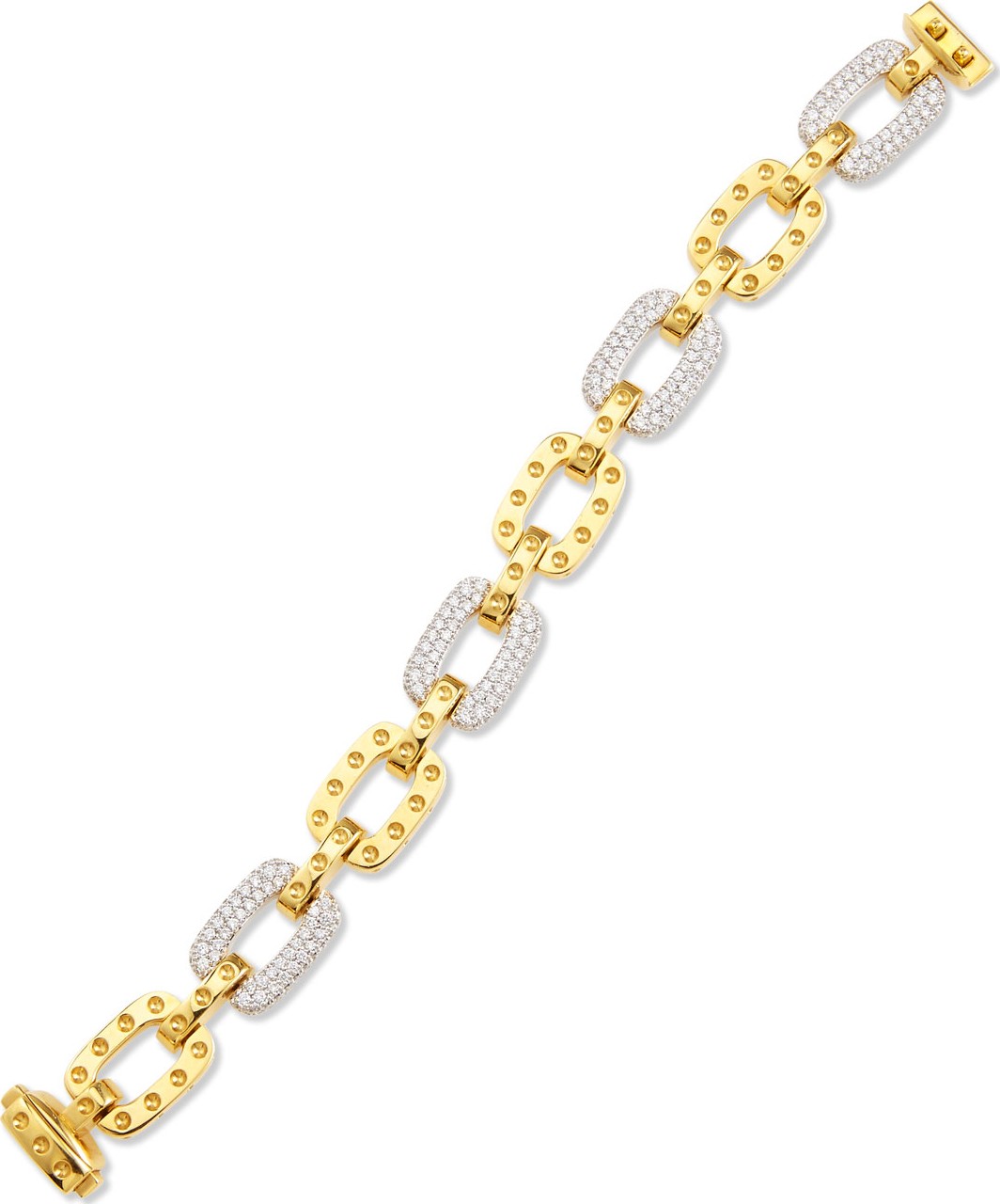 Roberto Coin Pois Moi 4-Diamond Square Link Bracelet, Yellow Gold