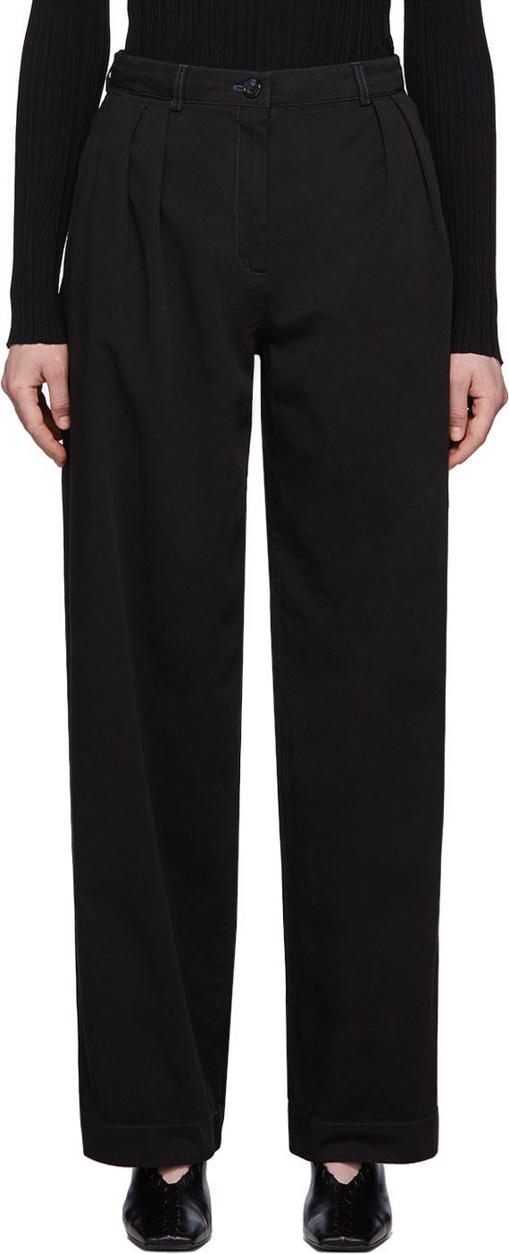 Acne Studios Black Pavi Chino Pleated Trousers