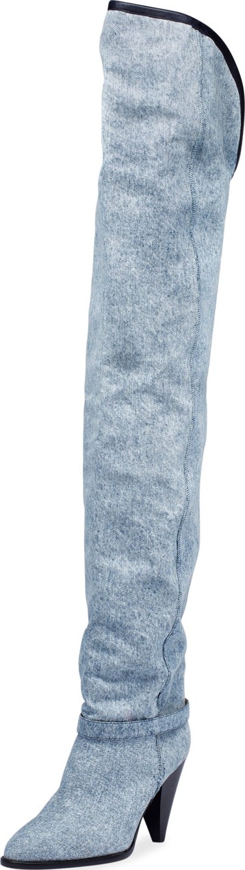 Isabel Marant Learon Denim Over-the-Knee Boots