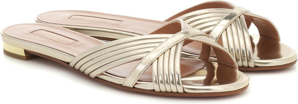 Aquazzura Sundance metallic leather sandals