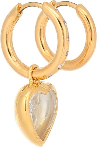 Theodora Warre Exclusive to Mytheresa – Mismatched 18kt gold-plated hoop earrings with diamonds