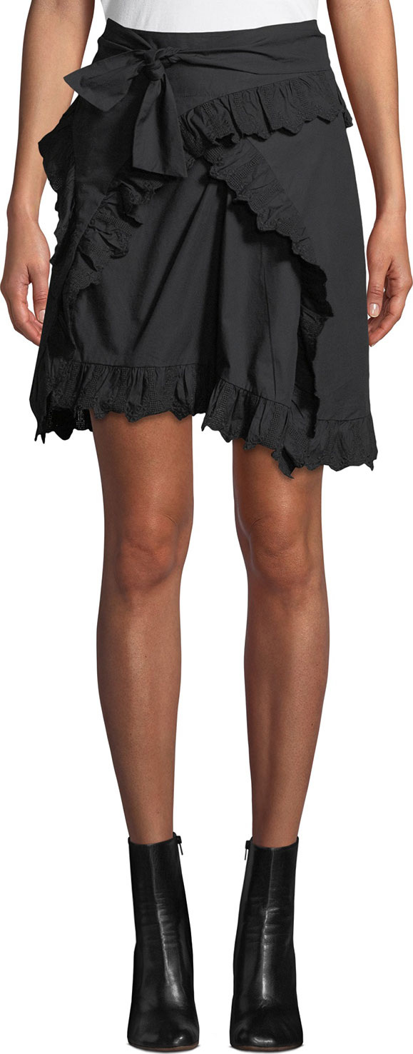 Isabel Marant Etoile Milou Embroidered Flounce Wrap Skirt