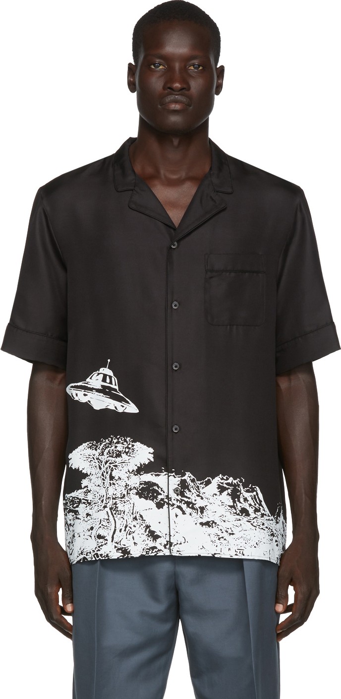 Valentino Black Undercover Edition Silk Time Traveler Shirt