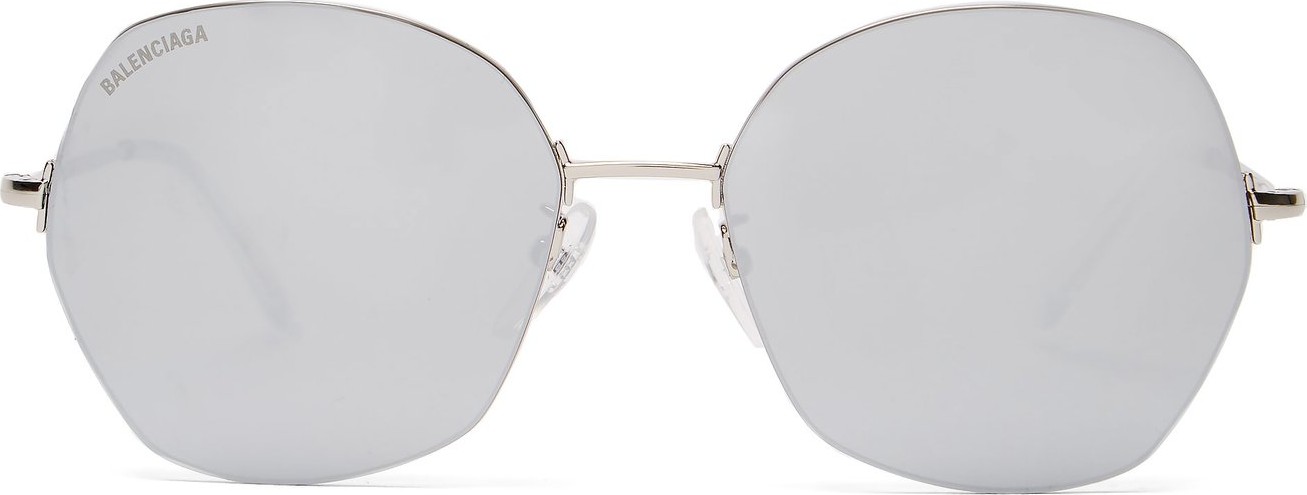Balenciaga Oversized mirrored round-frame sunglasses