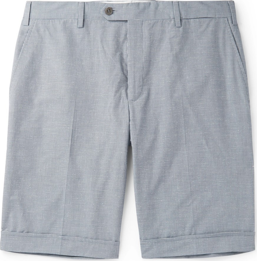 Brioni Micro-Checked Cotton and Silk-Blend Shorts