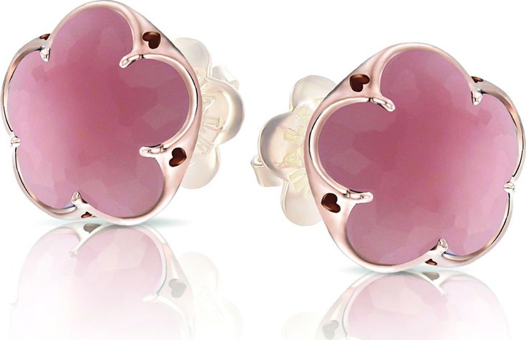 Pasquale Bruni Bon Ton 18k Rose Gold Pink Chalcedony Stud Earrings