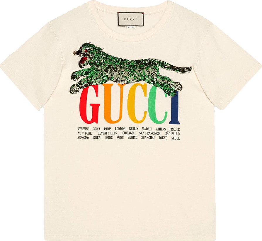 Gucci Oversize T-shirt with Gucci Cities and tiger