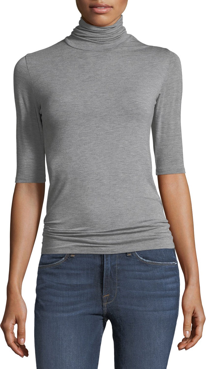 Majestic Soft Touch Half-Sleeve Turtleneck