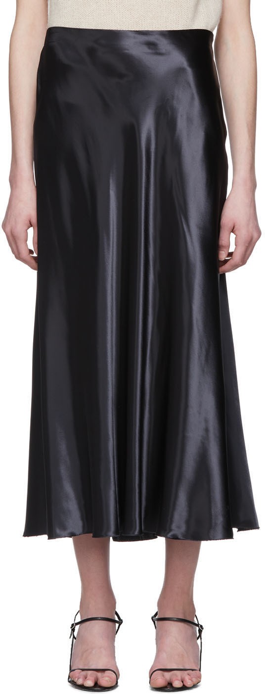 THE ROW Black Satin Medela Skirt THE ROW Black Satin Medela Skirt