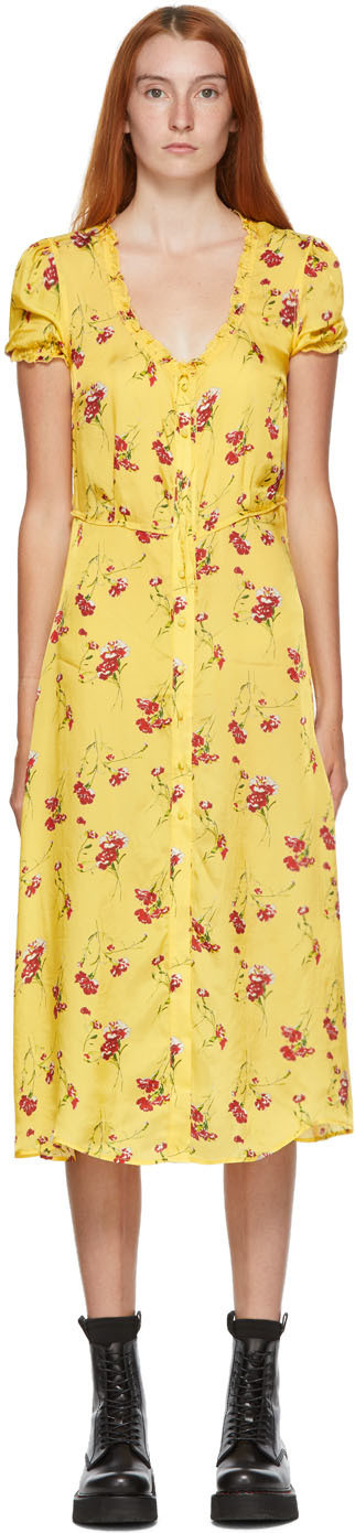 R13 - Yellow Floral Mid-Length Dress R13 - Yellow Floral Mid-Length Dress