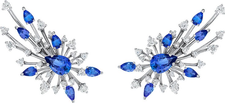 Hueb Luminus 18k White Gold Tanzanite & Diamond Earrings