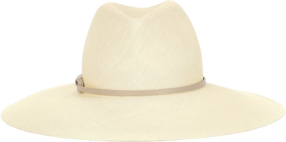 Agnona Leather-trimmed straw hat